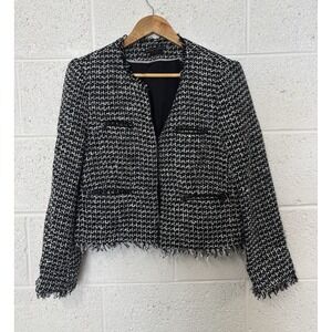 alice + olivia EMPLOYED Tweed Crop Jacket Women's Large